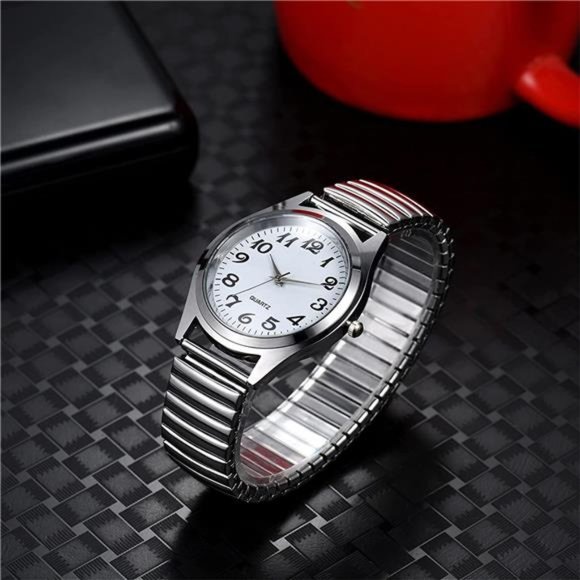 Lancardo Elastic Strap Wristwatch Easy to Read Big Number Dial Stretch Band main image 7